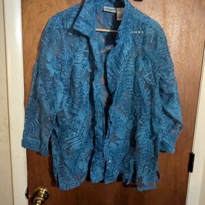 Elegant Blue Lace Blazer
